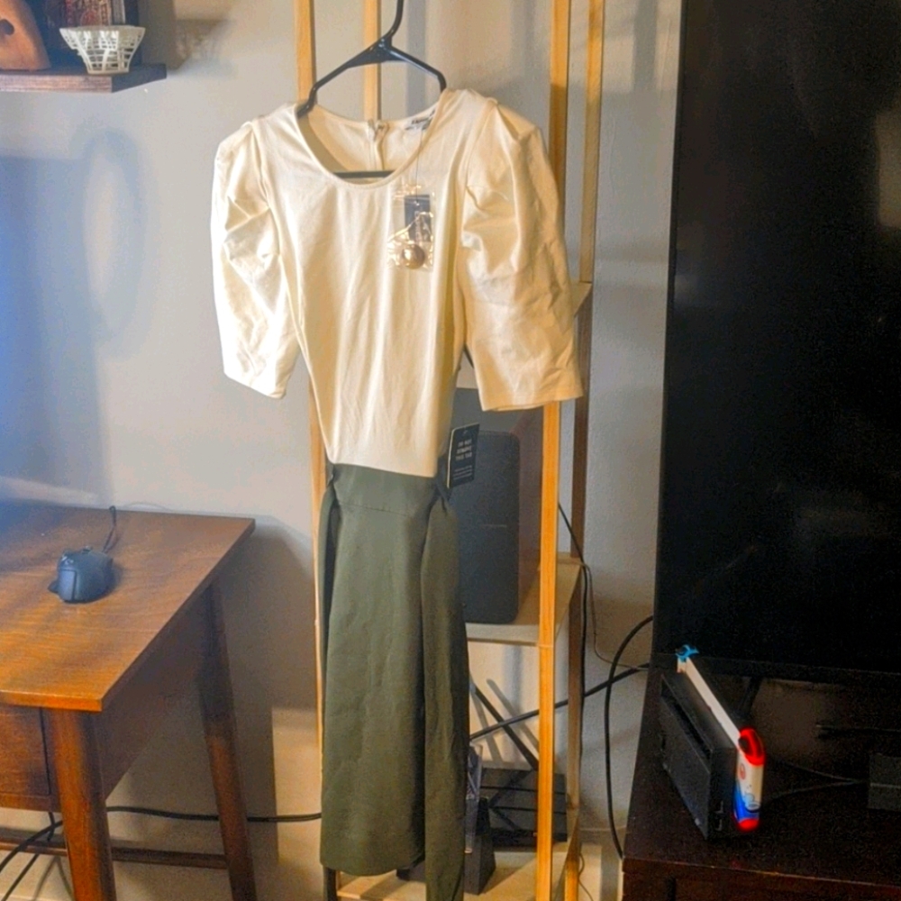 White and green dress